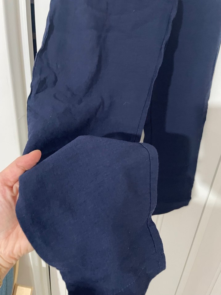 Lacivert Kemerli Kadın Kumaş Pantolon - Görsel 2