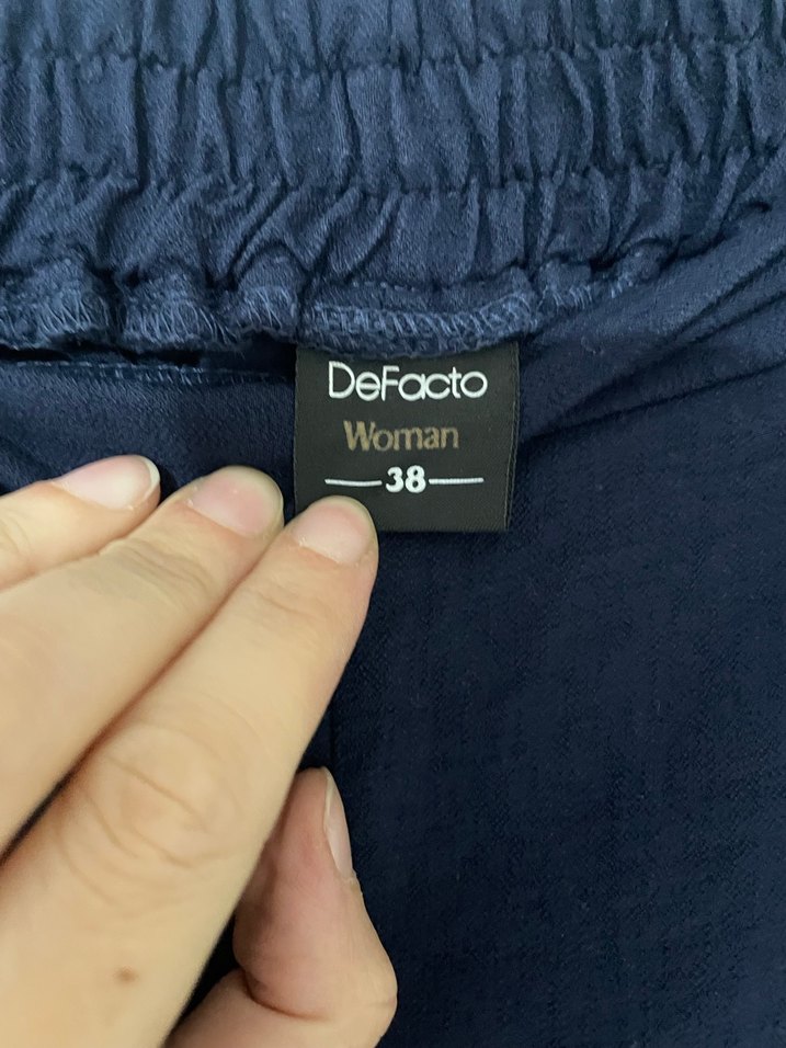 Lacivert Kemerli Kadın Kumaş Pantolon - Görsel 3