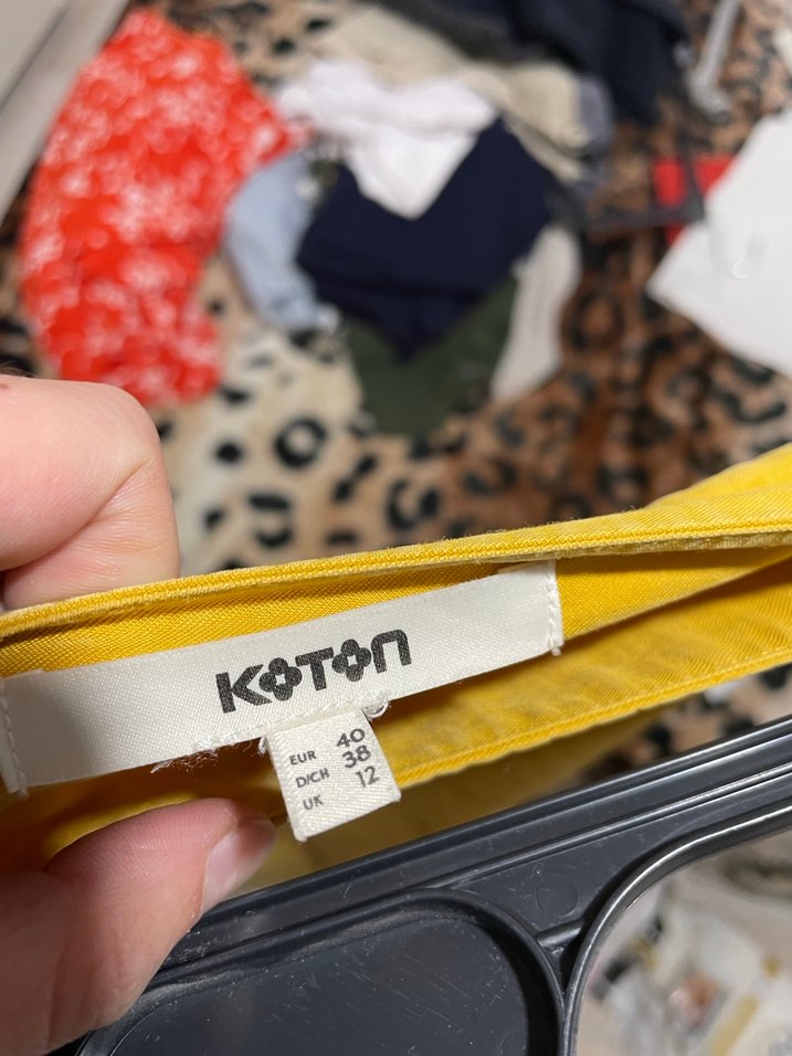 Sarı Midi Düğmeli Salaş Kadın Etek - Görsel 5