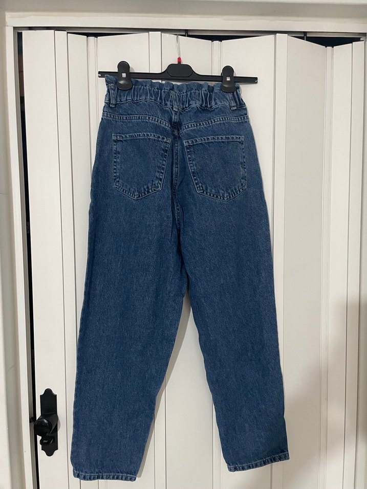 Kadın Kemerli Bol Kesim Midi Jean - Görsel 4