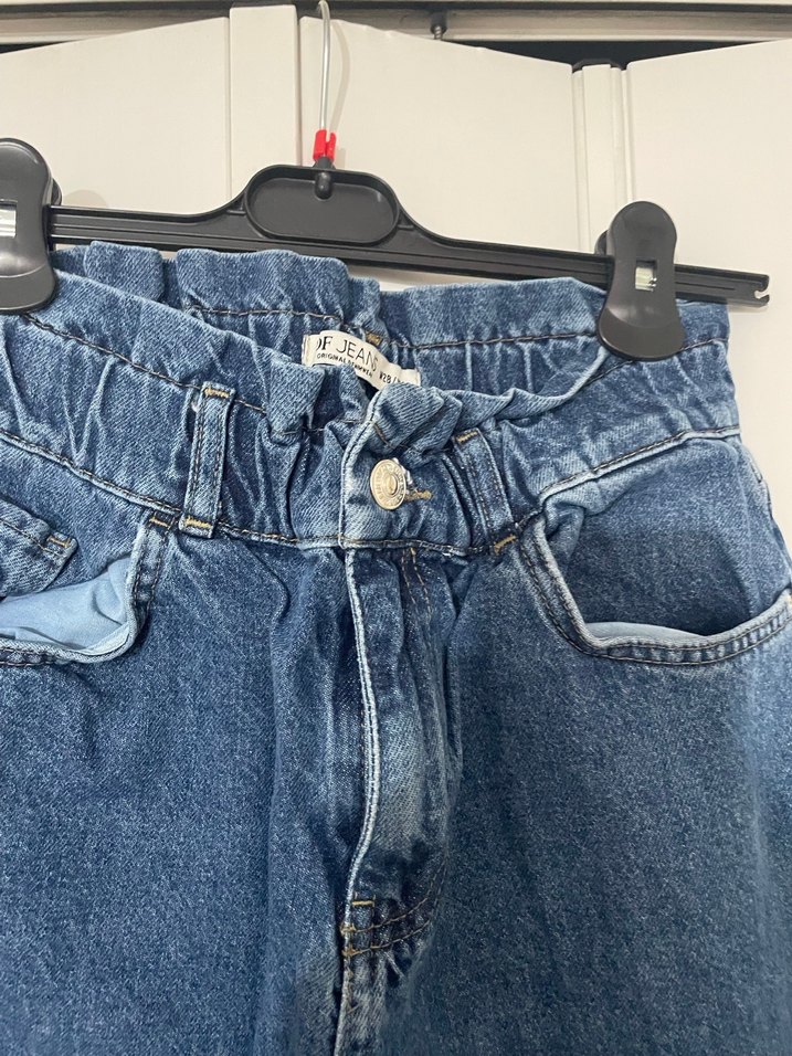 Kadın Kemerli Bol Kesim Midi Jean - Görsel 2