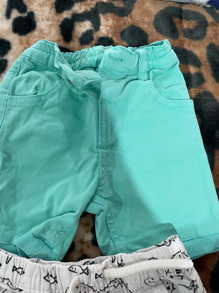 Turkuaz Renkli Düğmeli Erkek Şort - Görsel 3