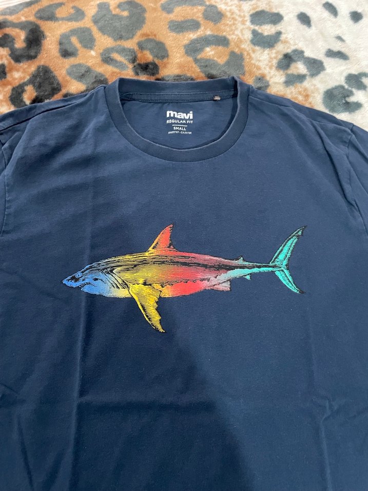 Erkek Lacivert Baskılı Kısa Kollu Tişört - Görsel 2