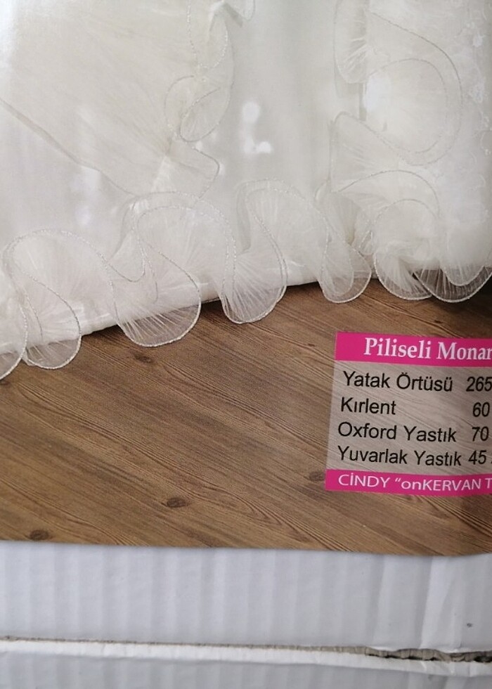 Çift kişilik İncili yatak örtüsü sıfır  - Görsel 4