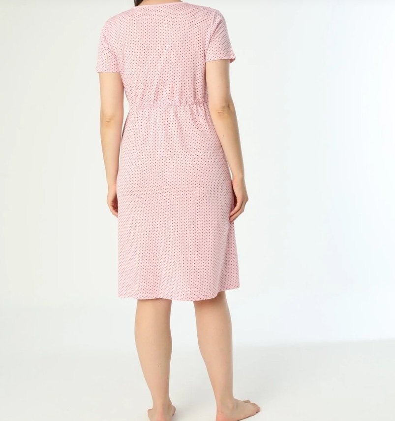 Pembe Midi Hamile ve Emzirme Gecelik - Görsel 3