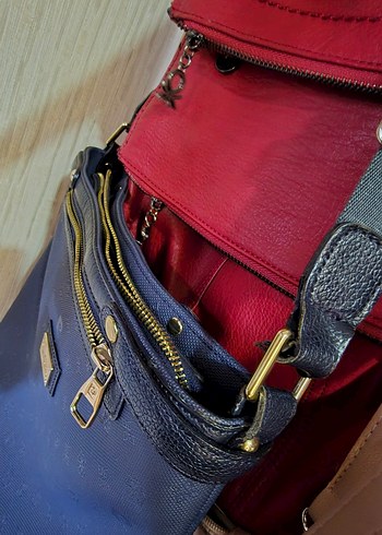 Pierre Cardin Mavi Deri Baskılı Kadın Çanta - Görsel 2