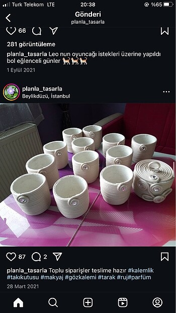İstege göre çanta şapka saksı organizer örülür
