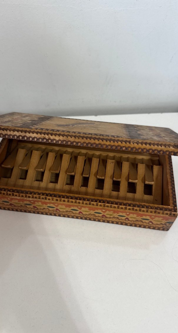 Ahşap sigara kutusu antika - Görsel 3