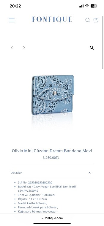 Fonfique cüzdan Olivia Mini Cüzdan Dream Bandana Mavi - Görsel 10