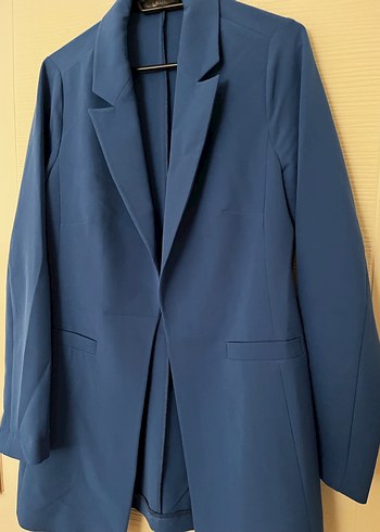 Saks mavisi Kadın Ofis Blazeri - Görsel 4
