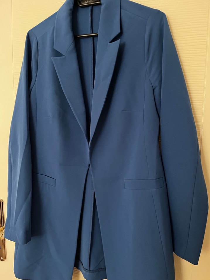 Saks mavisi Kadın Ofis Blazeri - Görsel 4