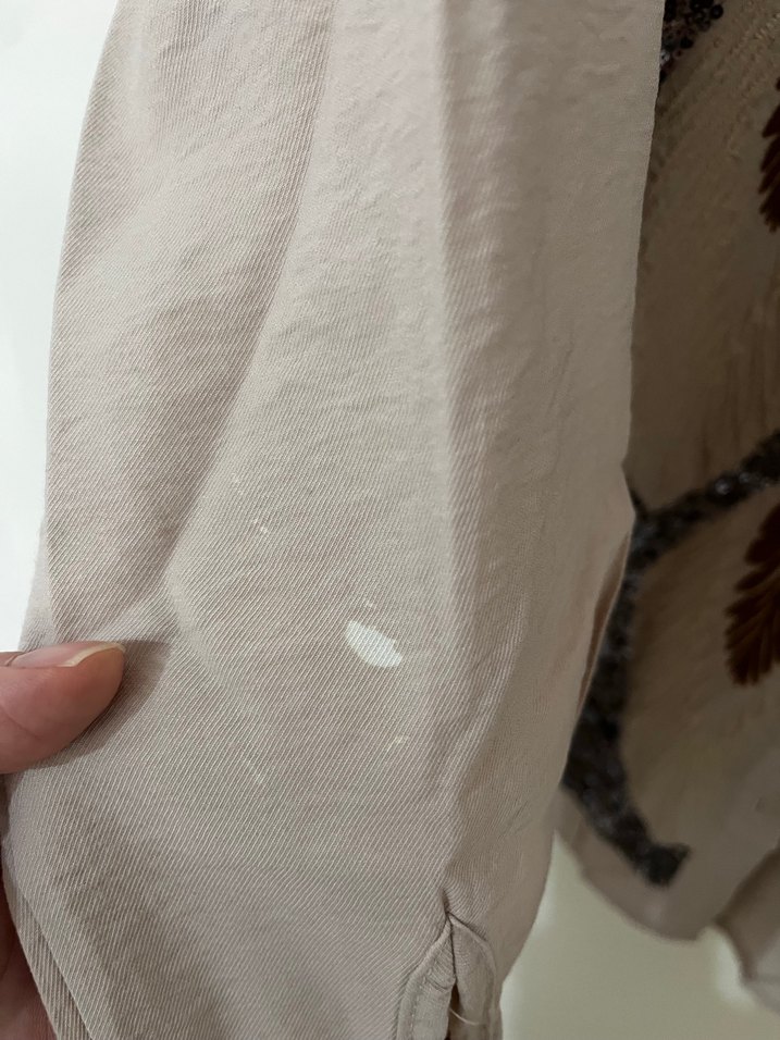 Bej Nakışlı Uzun Kollu Bohem Gömlek - Görsel 5