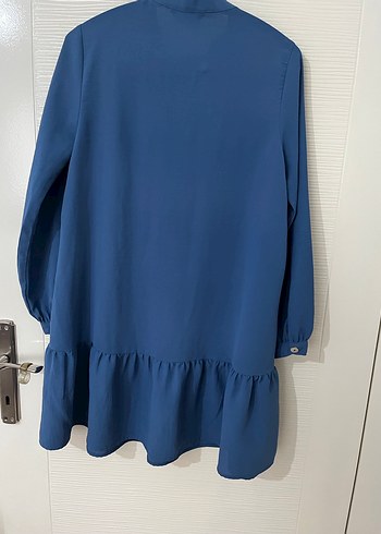 Uzun Kollu Mavi Salaş Midi Tunik - Görsel 2