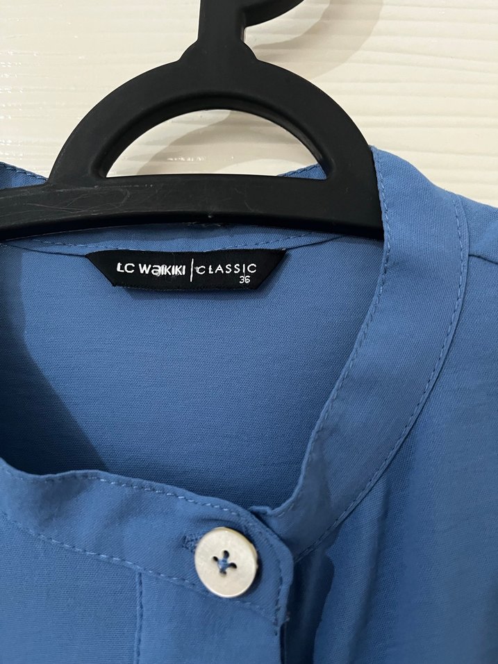 Uzun Kollu Mavi Salaş Midi Tunik - Görsel 3