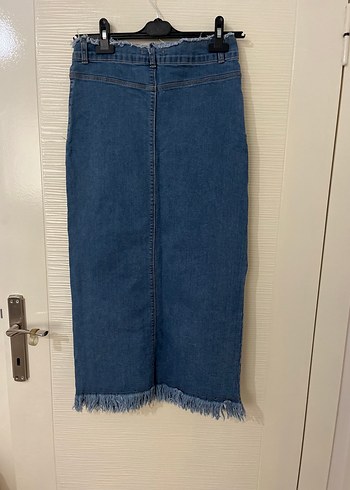 Kadın Mavi Midi Kot Etek - Görsel 2