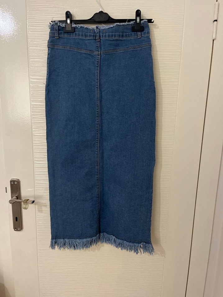 Kadın Mavi Midi Kot Etek - Görsel 2