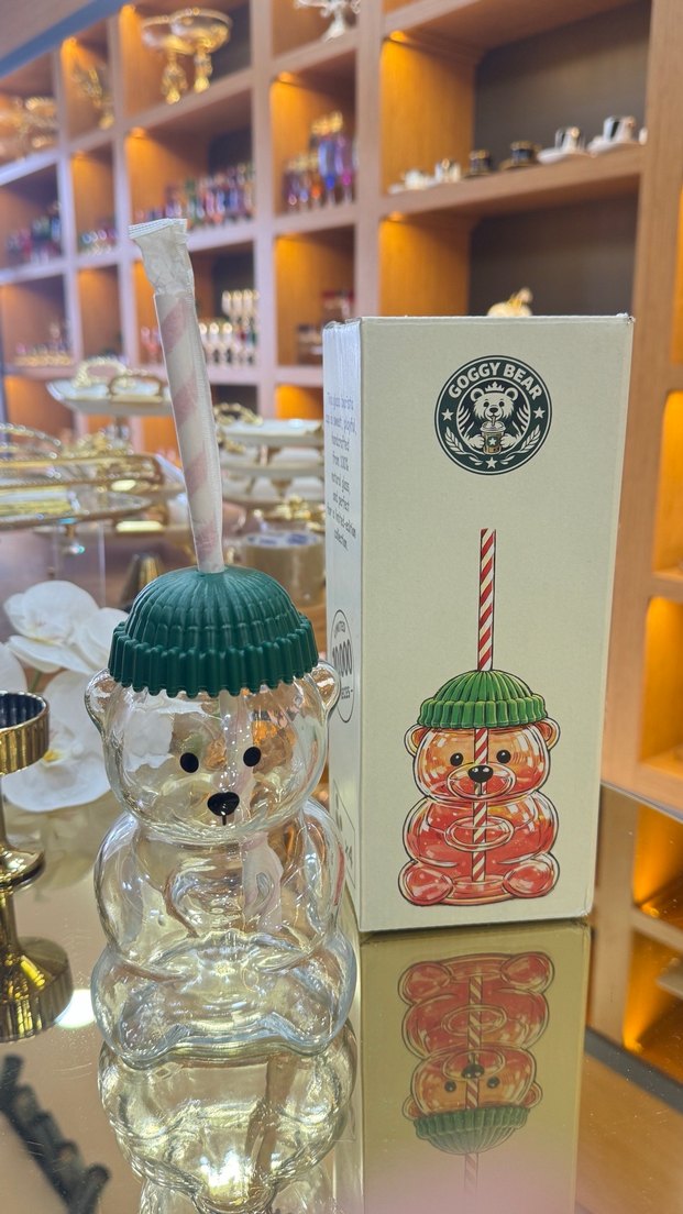 Yeşil Kapaklı Ayı Şekilli Bardak - Görsel 3