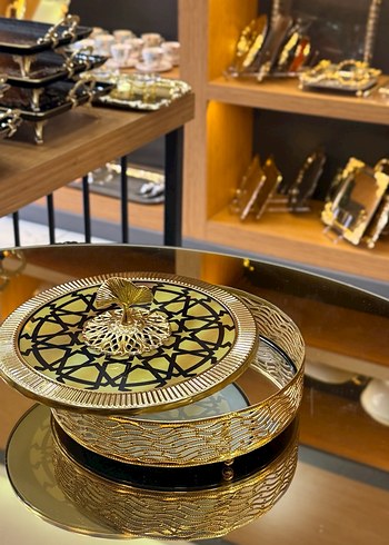 Altın Renkli Yılan Desenli Kapaklı şekerlik - Görsel 2