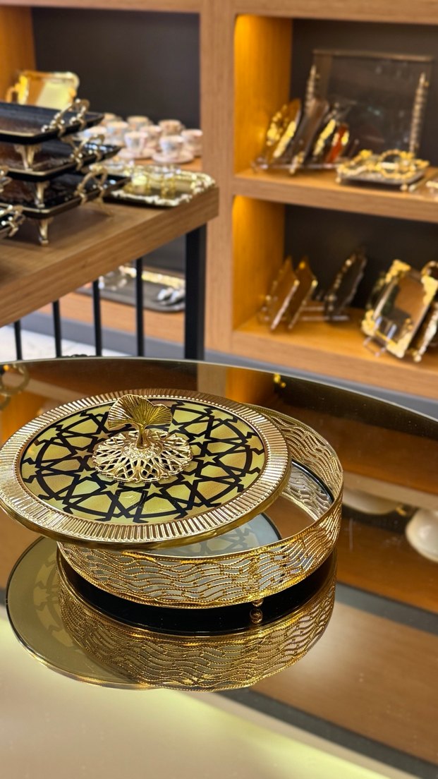 Altın Renkli Yılan Desenli Kapaklı şekerlik - Görsel 2