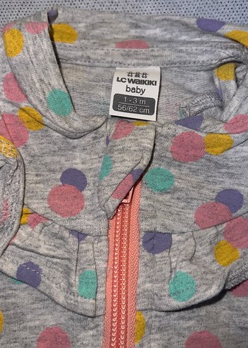 Kız Çocuk Gri Baskılı Fermuarlı Yelek - Görsel 2