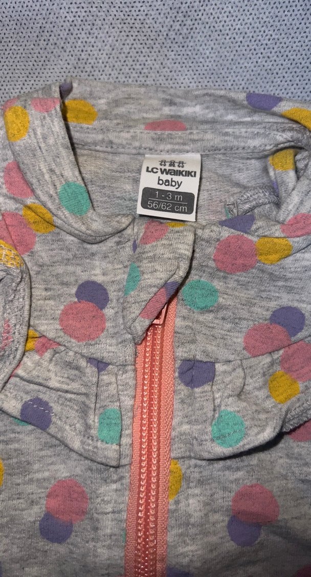 Kız Çocuk Gri Baskılı Fermuarlı Yelek - Görsel 2