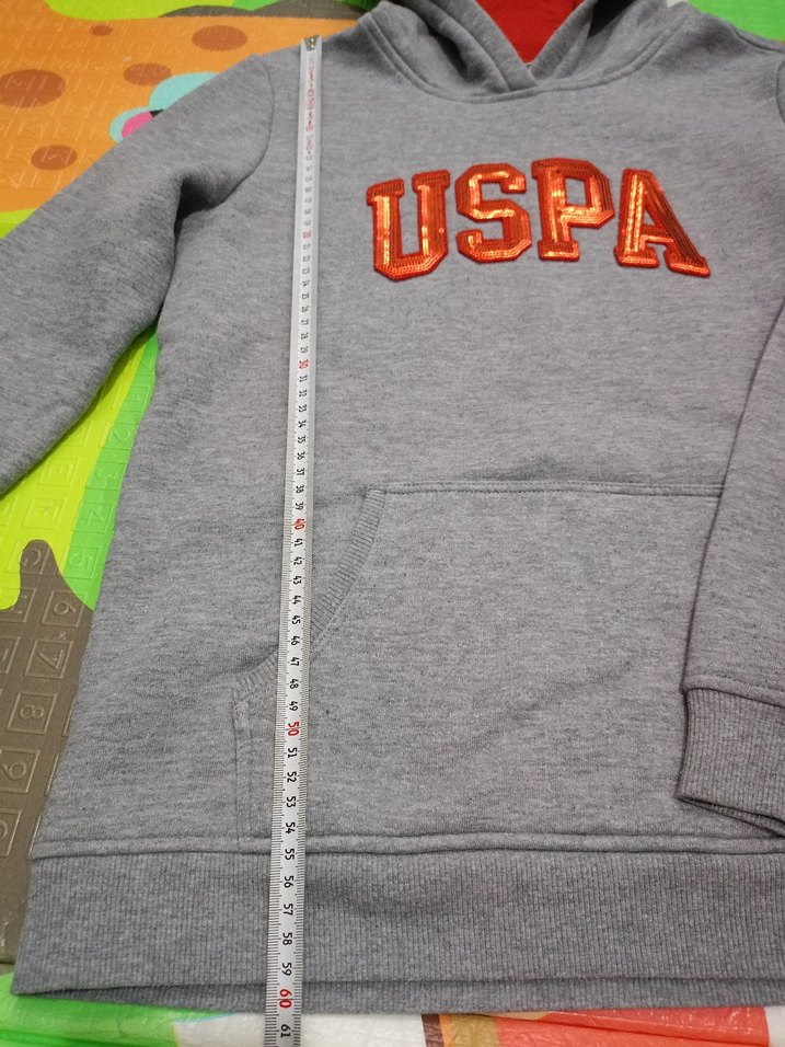 orjinal USPA Gri Kapüşonlu Sweatshirt - Görsel 4