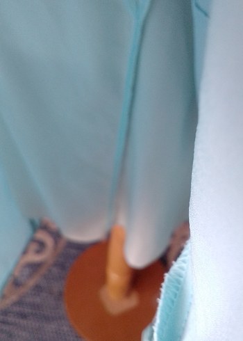 Mavi Klasik V Yaka Pilili Midi Elbise/ Palmetto marka - Görsel 12