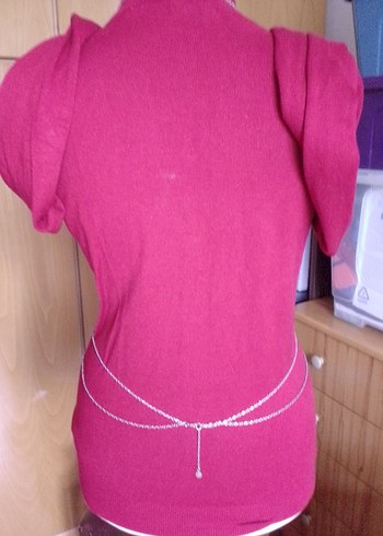 Zincir Detaylı gümüş rengi Kadın Vücut Zinciri - Görsel 6