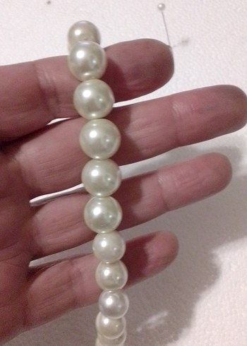 Krem Boncuklu Midi Boy Kadın Kolye - Görsel 4