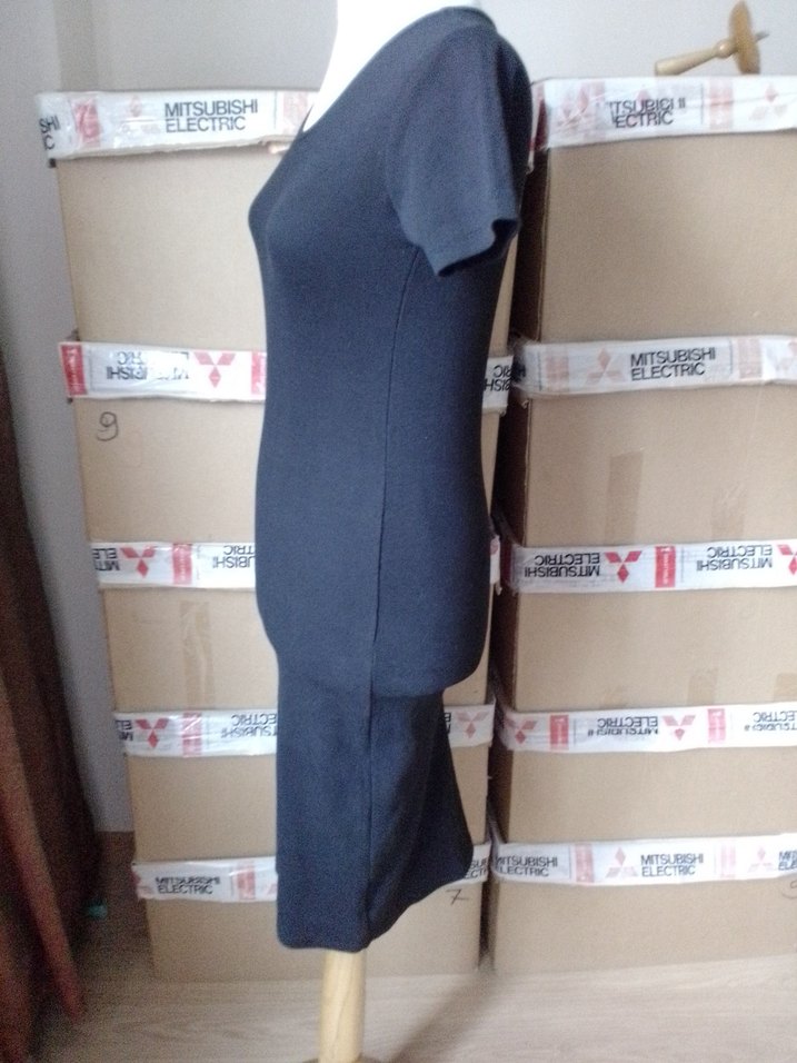 Siyah Kadın Kısa Kollu Kalem Elbise - Görsel 2