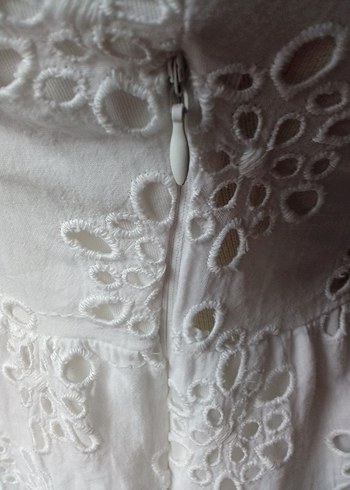 Dantel İşlemeli Beyaz Bohem Midi Elbise - Görsel 13