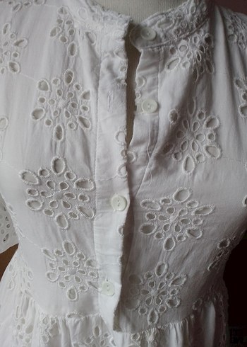 Dantel İşlemeli Beyaz Bohem Midi Elbise - Görsel 4