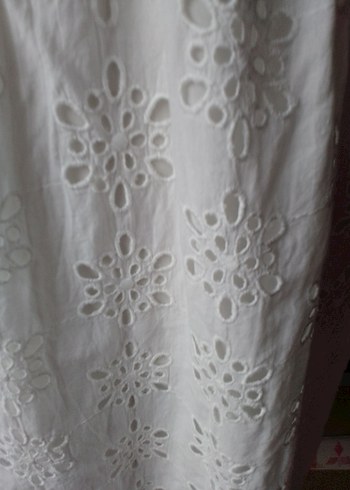 Dantel İşlemeli Beyaz Bohem Midi Elbise - Görsel 14