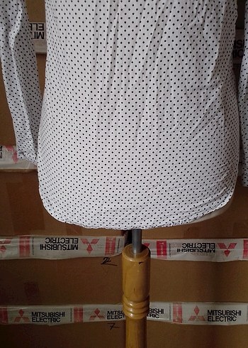 Bohem Beyaz Puantiyeli Pamuklu Gömlek - Görsel 13