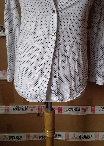 Bohem Beyaz Puantiyeli Pamuklu Gömlek - Görsel 5