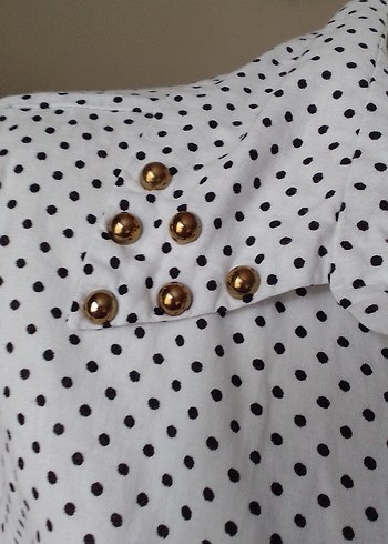 Bohem Beyaz Puantiyeli Pamuklu Gömlek - Görsel 3