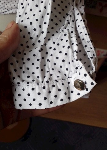 Bohem Beyaz Puantiyeli Pamuklu Gömlek - Görsel 8