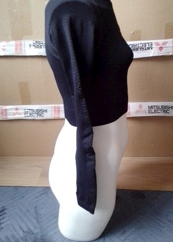 Siyah Yarım Fermuarlı Yüksek Yakalı Kadın Sweatshirt - Görsel 3