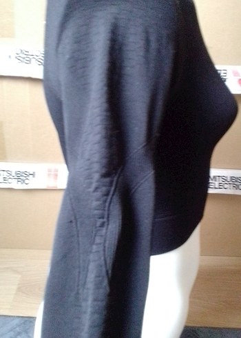 Siyah Yarım Fermuarlı Yüksek Yakalı Kadın Sweatshirt - Görsel 6