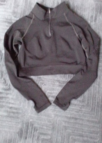 Siyah Yarım Fermuarlı Yüksek Yakalı Kadın Sweatshirt - Görsel 12