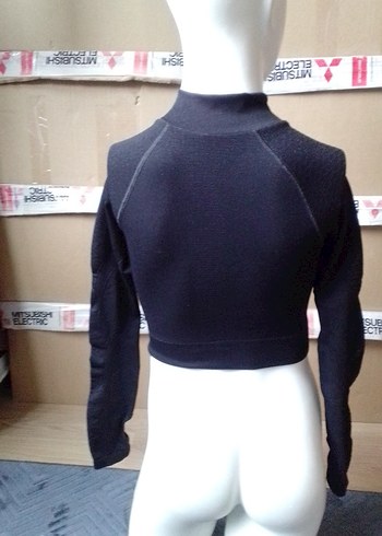 Siyah Yarım Fermuarlı Yüksek Yakalı Kadın Sweatshirt - Görsel 7