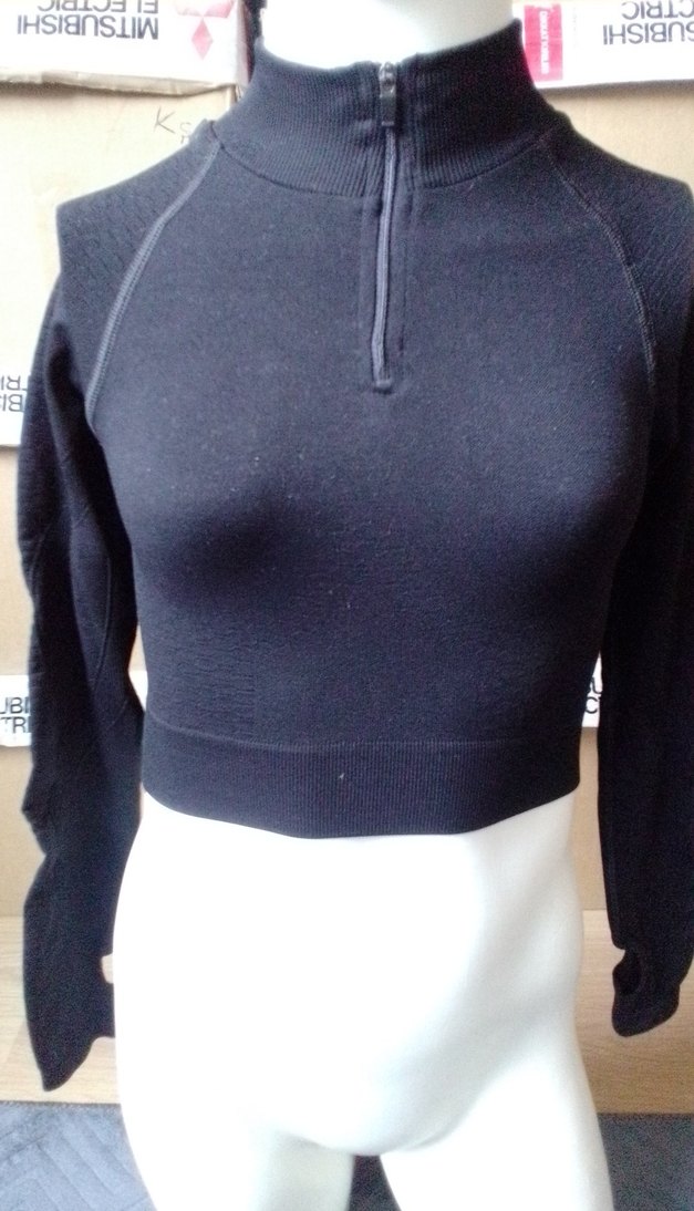 Siyah Yarım Fermuarlı Yüksek Yakalı Kadın Sweatshirt - Görsel 2