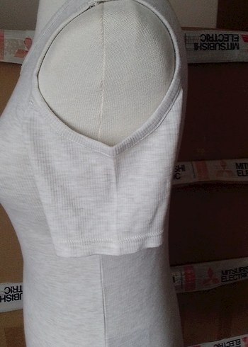 Krem rengi Kısa Kollu Kadın Tişört - Görsel 7