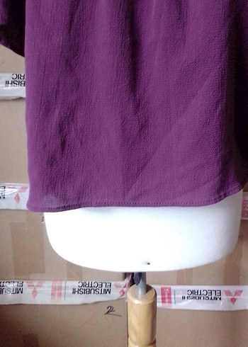 vişne çürüğü Kayık Yaka Kısa Kollu Bluz - Görsel 3