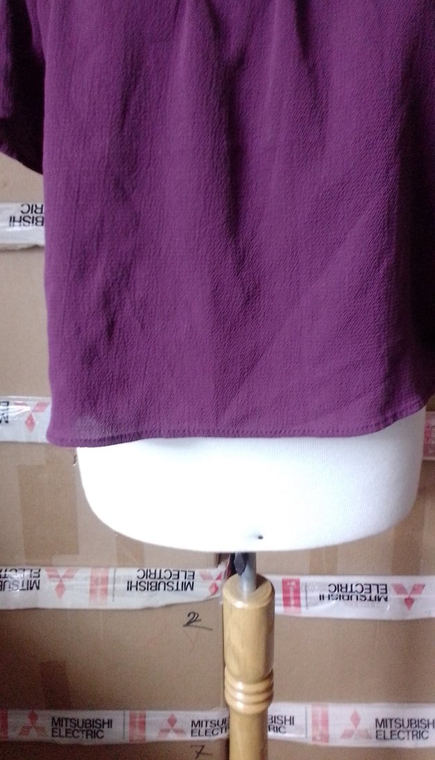 vişne çürüğü Kayık Yaka Kısa Kollu Bluz - Görsel 3