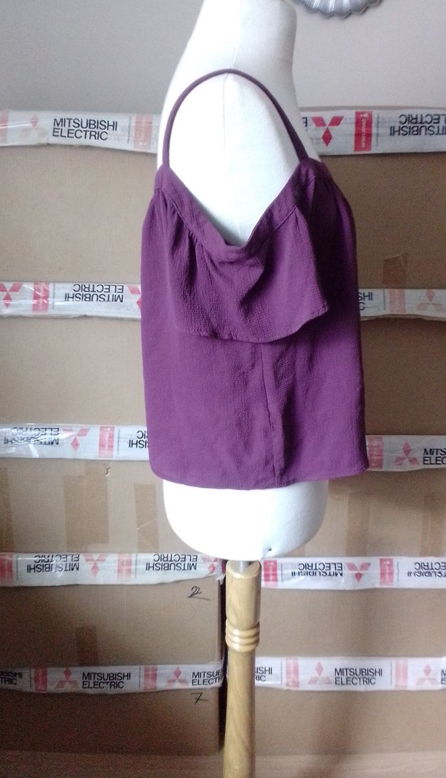 vişne çürüğü Kayık Yaka Kısa Kollu Bluz - Görsel 4