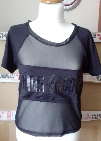 Siyah Transparan Crop Top - Görsel 2