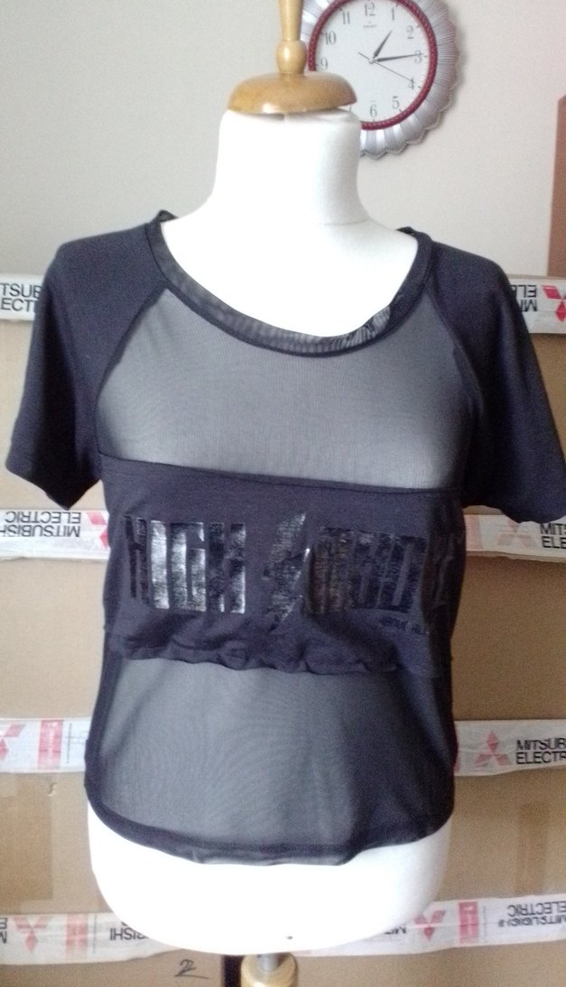 Siyah Transparan Crop Top - Görsel 2