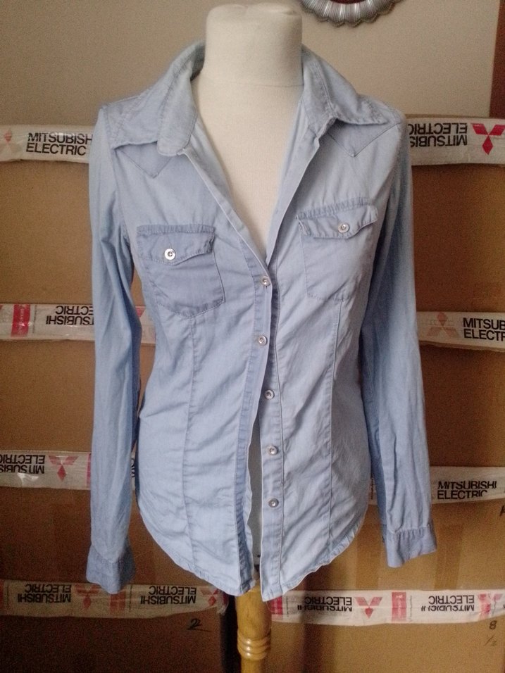 Mavi Uzun Kollu Denim Kadın Gömlek - Görsel 2