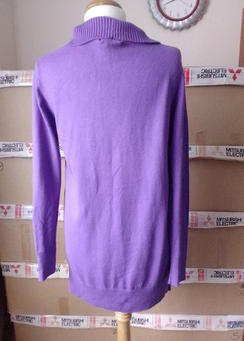 Mor Düğmeli Kadın Triko Hırka - Görsel 2